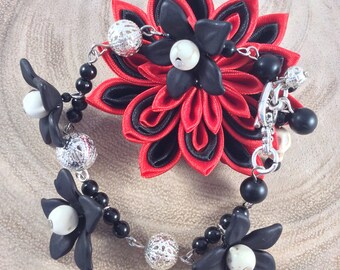 Ladies bracelet, Day of the Dead, Dia de los Muertos, Punk, Steampunk, Skull, Charm bracelet, Sugar skull, Howlite, Halloween, OOAK