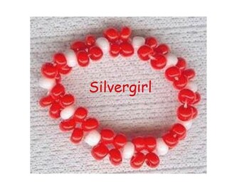 Red/White or Red/Black Seed Bead or Green Beaded Rings
