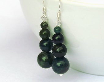 Agate earrings, Moss agate, green agate, gemstone earrings, gemstone jewelry, green earrings, sterling silver, gifts for her, girlfriend