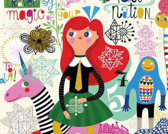Travel by Magic - limited edition giclee print of an original illustration (8 x 10 in)
