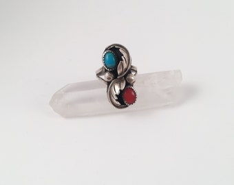 Vintage Turquoise and Coral Ring #2