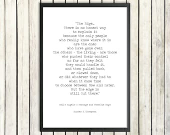 Hunter S. Thompson Printable Quote 'The Edge' Instant Download Vintage Typewriter Font Gonzo Journalism Hell's Angels Motorcycle Gang Print