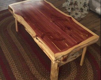 Cedar log frame coffee table