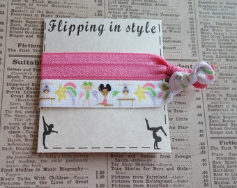 GYMNASTICS Elastic Hair Ties, girls hair ties, gymnastics party favors, hair accessories