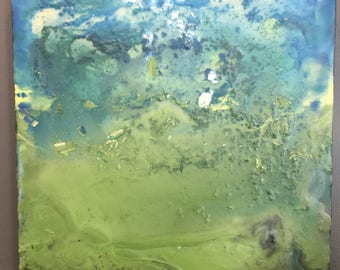GeoStorm - Original Encaustic Painting 10x10