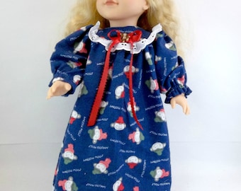 18 inch Doll Sleepwear Flannelette Nightgown Navy with Monkeys to fit 18" American Girl Doll