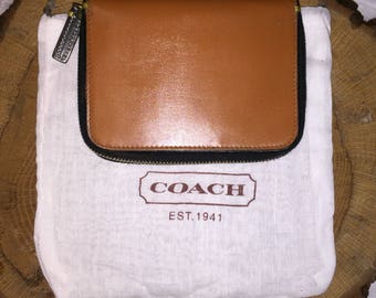 VINTAGE COACH Brown Leather Case W/Dust Bag 4.5 X 3.5