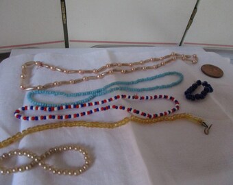 Lot of Beaded Necklaces Doll Jewelry small dolls Fashion Dolls Vintage 6 pc