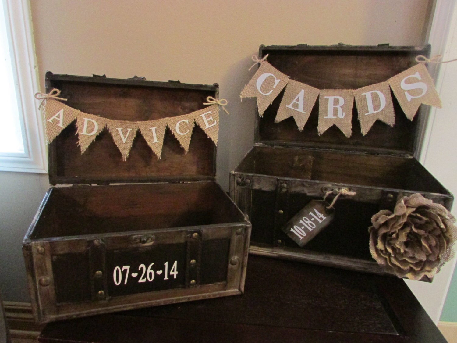 Rustic Wedding Card Box Holder and Advice Trunk Vintage Trunk