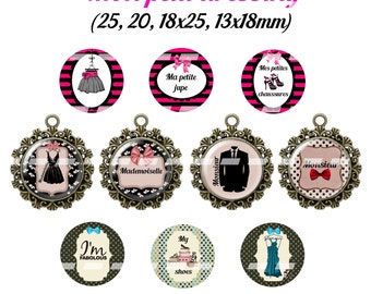 60 digital images for cabochon mon petit dressing (25,18x25,20,13x18mm)