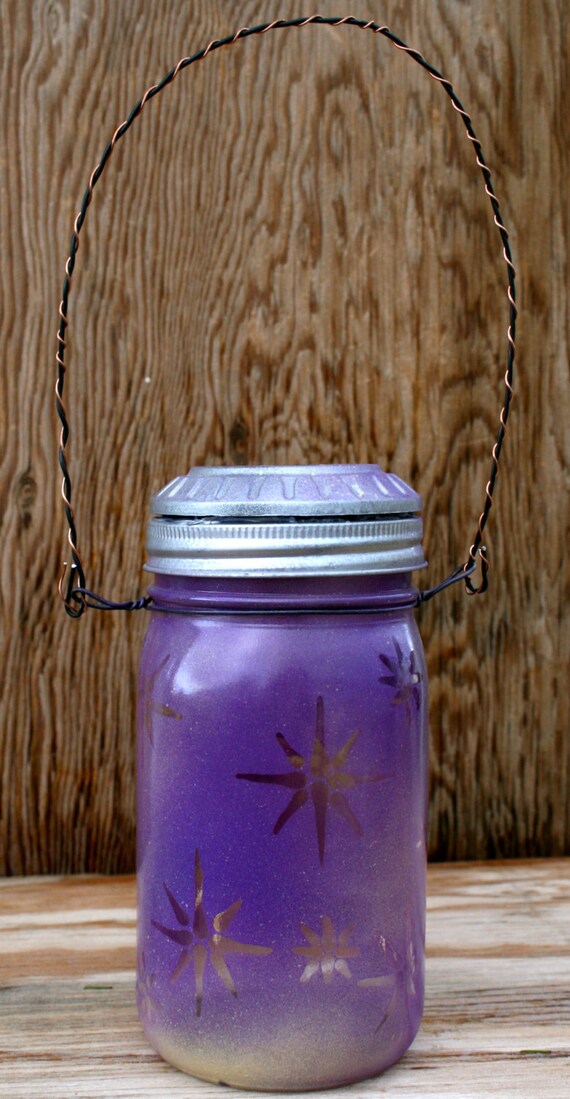Canning Jar Solar Light Mason Jar Outdoor Light Purple and