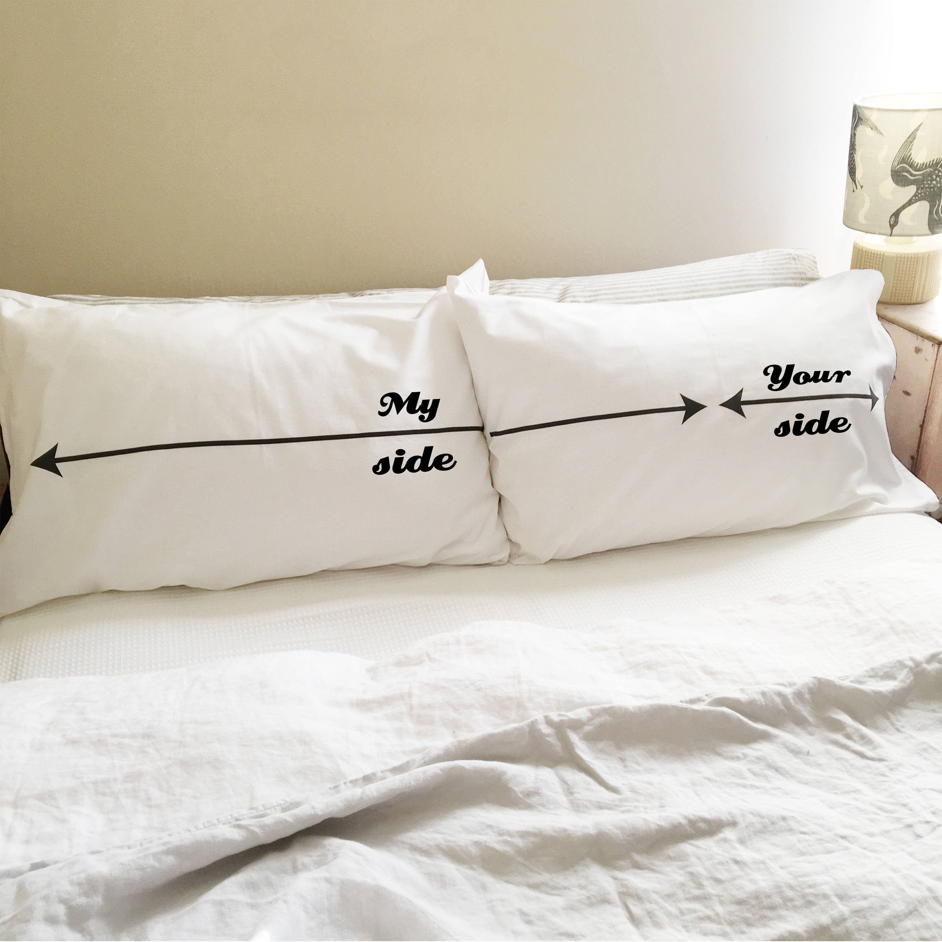 Couples Funny Pillowcase My Side Your Side Pillow Case Set