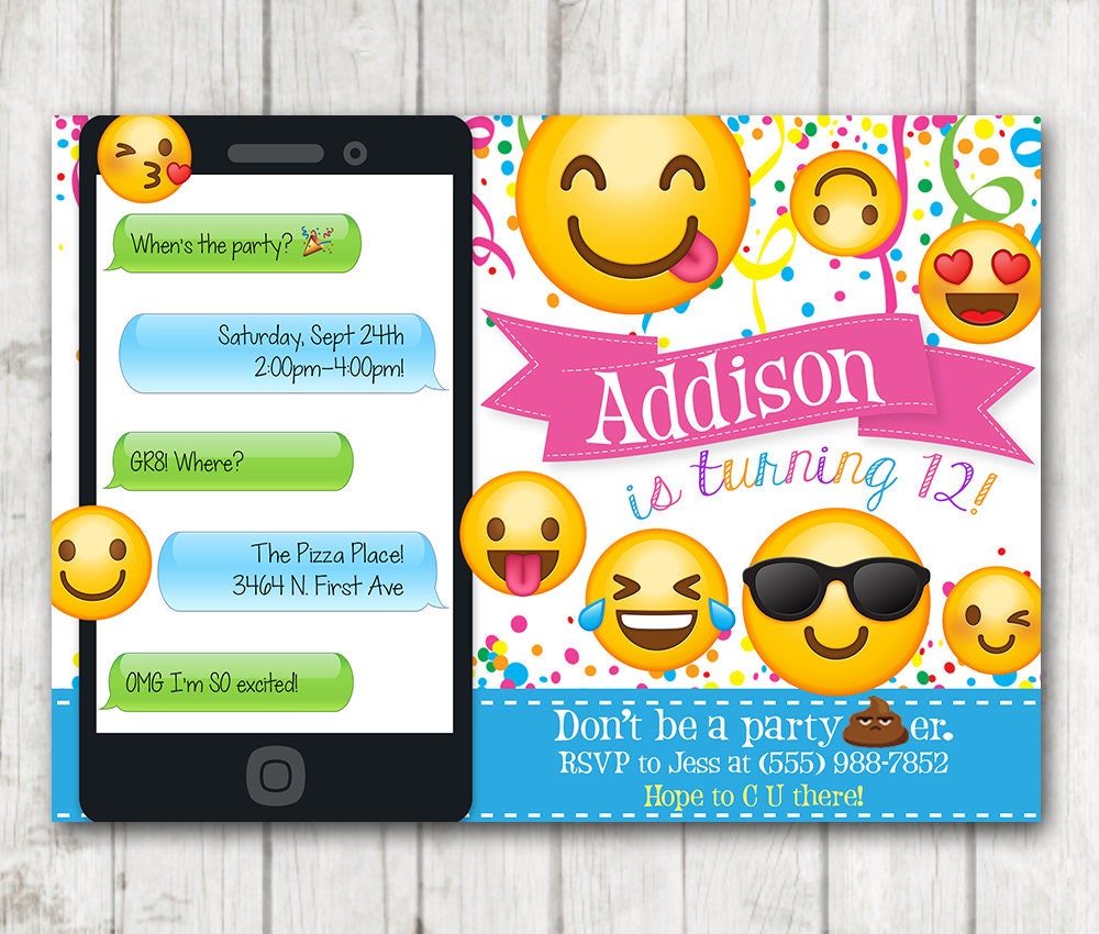 Printable Emoji Birthday Invitations 7