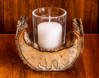 Half Moon Wooden Candle Holder, Hollow Log Candle Holders, Tree Branch Candle Holder, Rustic Candle Holder, Votive Candle Holder, Home Decor
