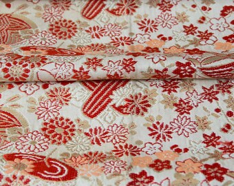 Orange and Gold // Traditional Florals // Vintage Obi Fabric // Last Piece!