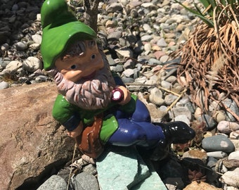 Garden Gnome Vintage hand painted Stoneware