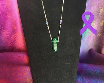 Crystal pendant necklace with beaded accents