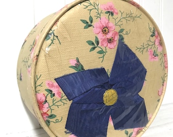 Vintage Small Wallpaper Hat Box from City of Paris