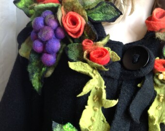 FINAL SALE - Felt coat Felted coat Sweater Coat by Evgene Bohemian Festival Woodland refashioned OOAK Art to Wear Large size Ready to ship