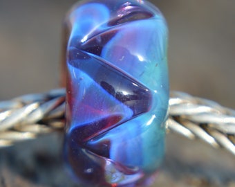 Unique Handmade Lampwork Glass European Charm Bead with Silver Glass - SRA - Fits all charm bracelets - Silver Core Options