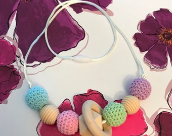 Pastels Crochet Teething Necklace
