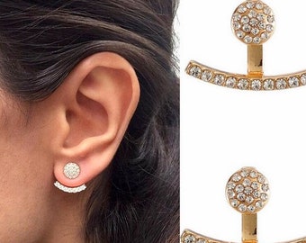 Ear jackets,crystal ear jackets,Trendy Silver Jacket Earrings,Trendy Gold Jacket Earrings,Eas Cuffs,Jacket Earrings,Ear Wraps,Bar Jackets