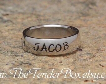 Personalized ring name ring longitude latitude ring coordinate ring hand stamped high grade 316 stainless steel style TB7 Father's Day Gift