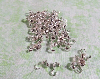 10G Silver Tone Knot Cover Crimp Tips 3mm (B317e)