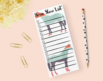 Horse Show Notepad, equestrian stationery, horse notepad, equestrian inspired holiday gift, onehorsethreads