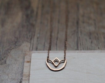 Tulip Necklace- In Bronze, or Copper- Statement, Hand Carved