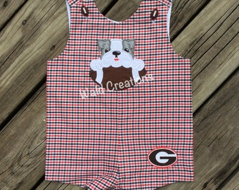 UGA Dawgs inspired baby boy Jon Jon romper