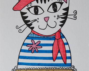 Parisienne Puss Gocco Print -- Limited Edition