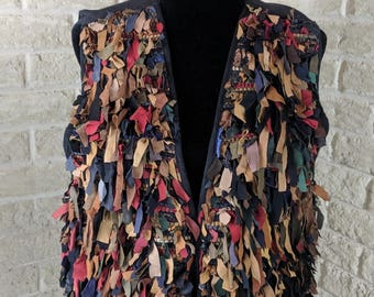 Boho Leather Boho Vest Shaggy Vest Ladies Leather Vest Fringe Vest Cowgirl Vest Western Vest Women Leather Vest