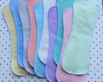 Pantyliners, 5 or 10 ct, Yummy Colors Assortment, Reusable Panty Liners, 100% Cotton Flannel, 2 Styles, Wingless, Can Make Custom Sizes