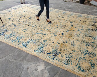 Antique 15’6” x 11’10” Caucasian Oriental Rug Large Hand Woven Rug Wool Low Pile Rug - FREE DOMESTIC SHIPPING