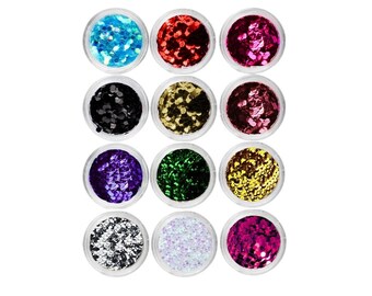 12 Colors Nail Glitter Sparkle Sequins Spangle Paillette Laser Flakies Holographic Metallic for Nail Face Body Hair Art & Craft (w Tweezers)