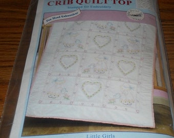 20% Off Jack Dempsey Needle Art Kit~Crib Quilt Top~Little Girls Design~#4060-21
