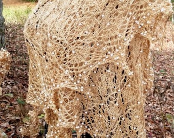 Morticia: Beaded, Wool and Silk Shawl, Custom Made to Order (Deposit)
