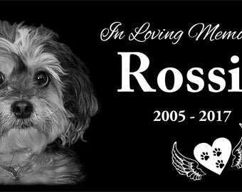 12x6" Custom Tombstone Laser Engraved with your dog/pet picture, graver marker, pet stone, dog headstone, laser engraved