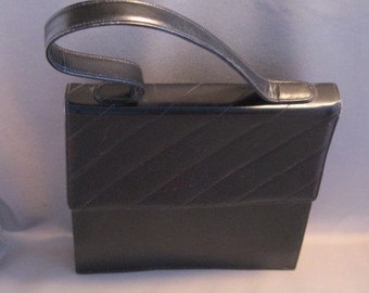 French Sofan Handbag Purse in Black Vinyl SALE was 19.00