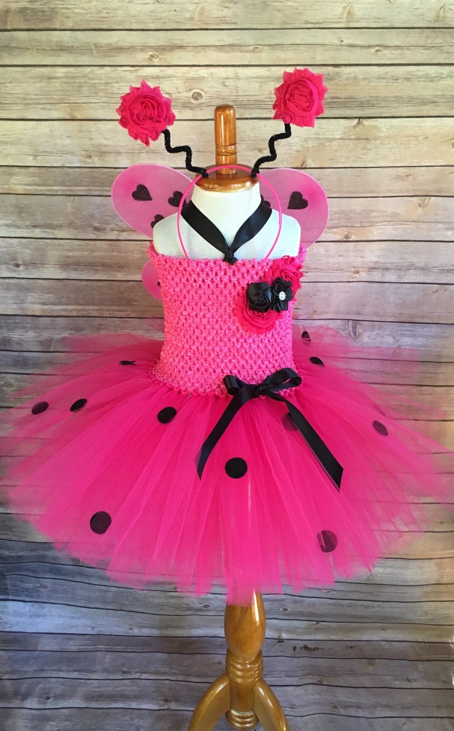 Hot pink ladybug costume love bug tutu halloween costume