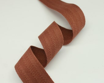 5 Yards of Brown Color 15mm (5/8") or 25mm (1.0") Cotton Twill Herringbone Ribbon Fabric Ribbon Tape Vintage Color trim - Annielov Craft