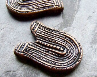 Tribal Pendant, Boho Charm, Boho Beads, Copper Beads, Unique Pendant, Lucite Bead, Vintage Pendant, Top Drilled, Textured, Antique Copper, 2
