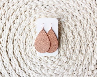 Rose Gold Leather Drop Earrings, leather drop earrings, rose gold earrings, the leather drop, rose gold jewelry