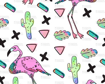Tropical Flamingo Fabric by So-Very-Cassie