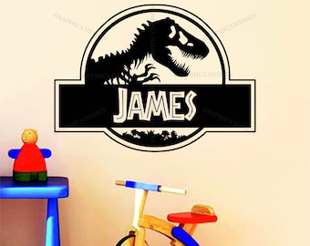 Personalised Jurassic Park Name Dinosaur Decor Vinyl Wall Sticker Decal Bedroom .