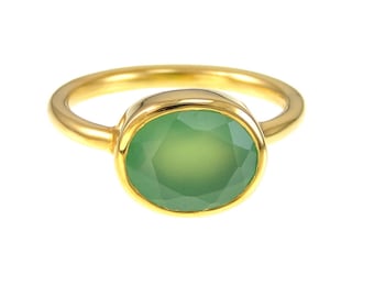 Chrysoprase Ring - Gemstone Ring - Stackable Ring - Gold Ring - Oval Ring - Bridesmaid Jewelry - Gemstone rings