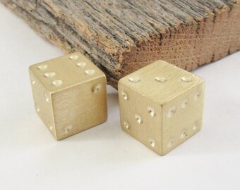 Handcrafted Metal Dice Oversized Brass Die Game Room Decoration Man Cave Lucky 7 Gambling Dice Mid Century Interior Design Decor Den Office
