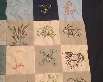 Hand Embroidered Baby Blanket