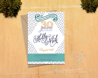 Thirty Years of Marital Bliss Invitation // DIY Printable 5x7 - Print Yourself DIGITAL FILE